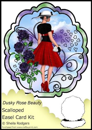 Scalloped Easel Card - Dusky Rose Beauty