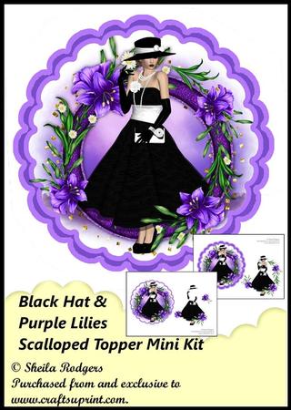 Scalloped Topper Mini Kit - Black Hat & Purple Lilies