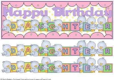 Large Dl Card - Bird Blocks - Daughter