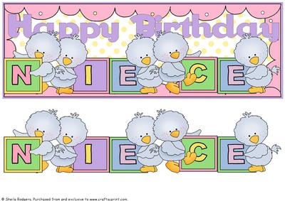 Large Dl Card - Bird Blocks - Niece