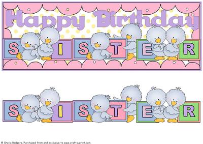 Large Dl Card - Bird Blocks - Sister