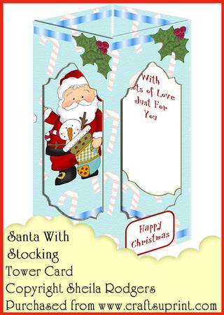 Tower Card - Santa with Stocking