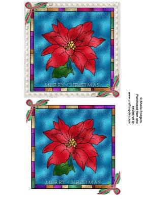 Stained Glass Poinsettia with Pearl Frame