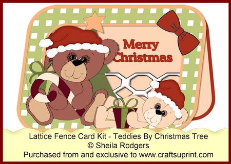 Lattice Fence Card Kit - Teddies by Christmas Tree