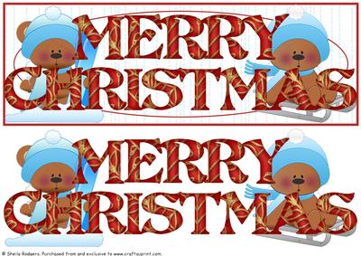 Large Dl Card - Merry Christmas Bears 1