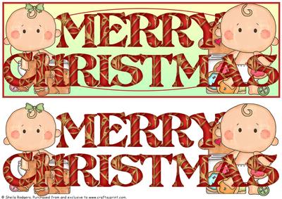 Large Dl Card - Merry Christmas Babies with Gingerbread