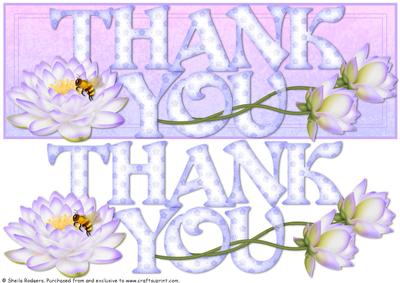 Large Dl Card - Thank You Water Lilies
