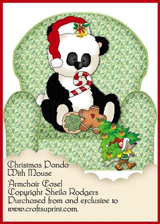 Armchair Easel Card - Christmas Panda with Mouse