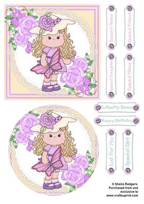 Butterfly Girl with Flowers 1