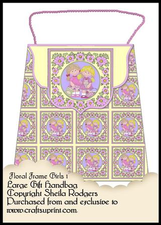 Large Gift Handbag - Floral Frame Girls 1