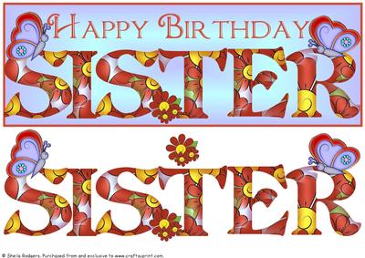 Large Dl Card - Sister Birthday 1