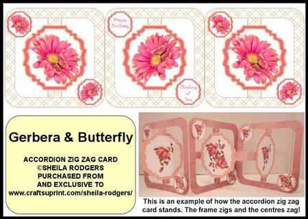 Accordion Zig Zag Card - Gerbera and Butterflies
