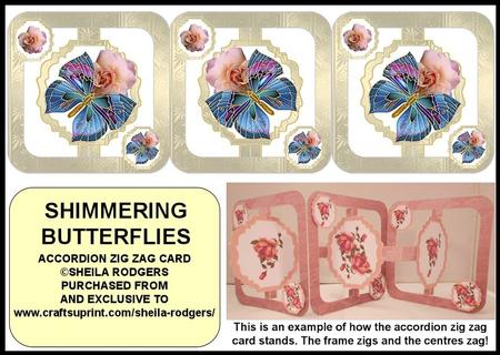 Accordion Zig Zag Card - Shimmering Butterflies