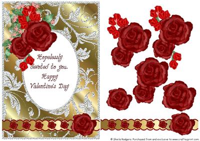 Red Rose Cluster Valentine Card 3