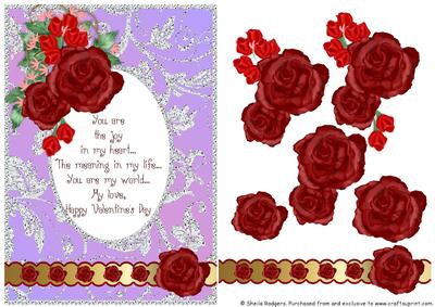 Red Rose Cluster Valentine Card 4