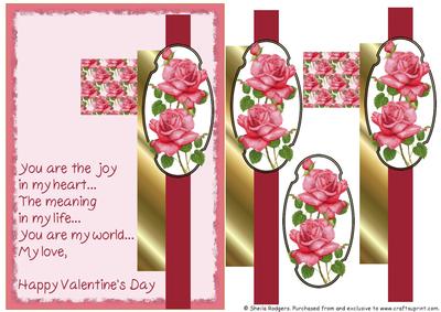 Valentine Cluster Card - Pink Roses