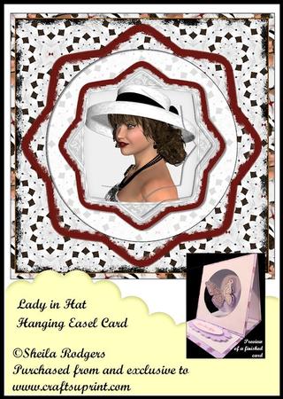 Hanging Easel Card - Lady in Hat