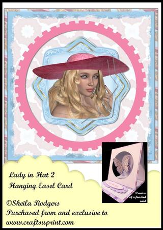 Hanging Easel Card - Lady in Hat 2
