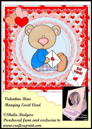 Hanging Easel Card - Valentine Bear