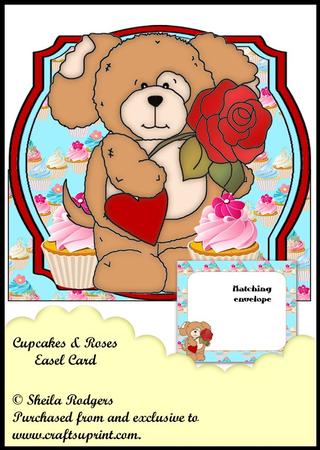 Easel Card - Cupcakes and Roses