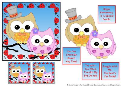 Owl Couple with Ladybird Border