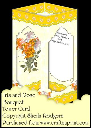 Tower Card - Iris and Rose Bouquet