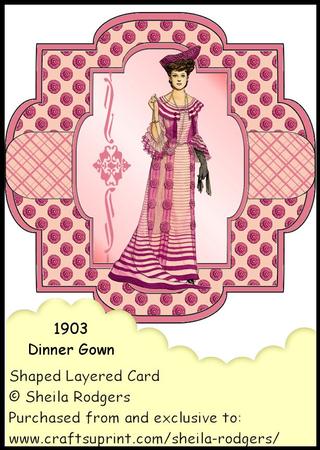 Shaped Layered Card - 1903 Dinner Gown