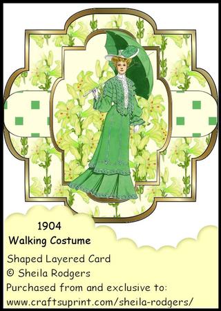 Shaped Layered Card - 1904 Walking Costume