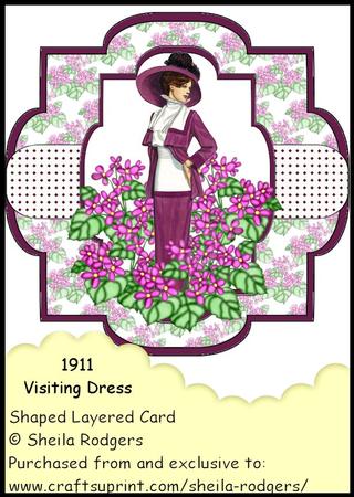 Shaped Layered Card - 1911 Visiting Dress