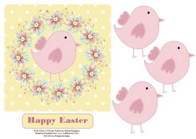 Pink Chick in Flower Frame