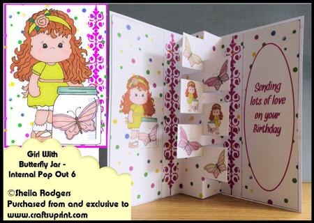 Internal Pop Out 6 Card - Girl with Butterfly Jar