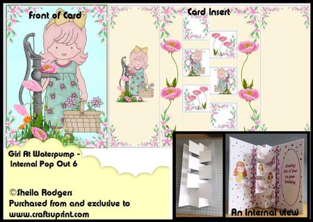 Internal Pop Out 6 Card - Girl at Waterpump