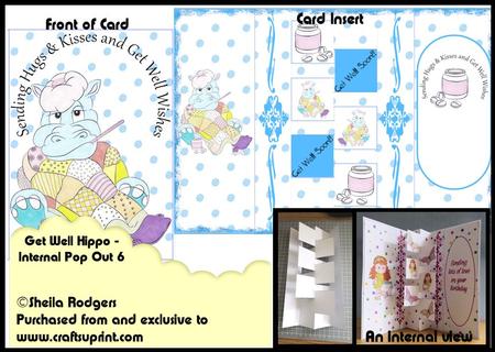 Internal Pop Out 6 Card - Get Well Hippo