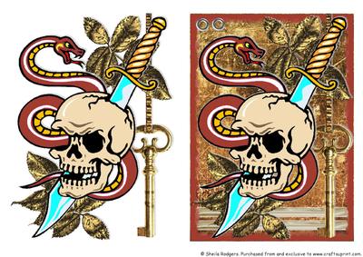 Snake Entwined Skull Tattoo Art