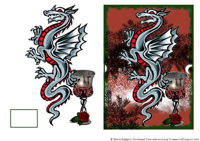 Gothic Chalice and Dragon Tattoo Art