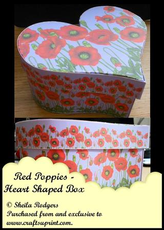 Heart Shaped Box - Red Poppies
