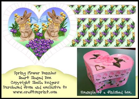 Heart Shaped Box - Spring Flower Bunnies