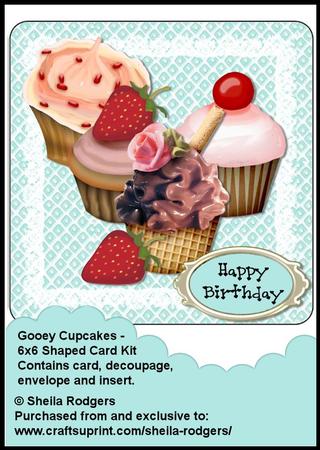 6x6 Shaped Card Kit - Gooey Cupcakes