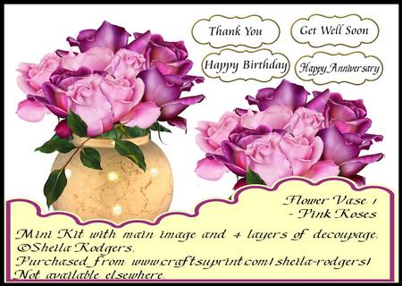 Flower Vase 1 - Pink Roses