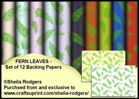 Fern Leaves - Set of 12 Backing Papers