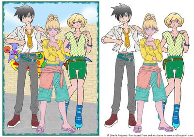 Manga Kids by Graffiti Wall