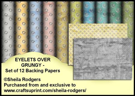 Eyelets Over Grungy - Set of 12 Backing Papers