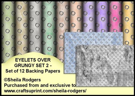 Eyelets Over Grungy Set 2 - Set of 12 Backing Papers