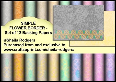 Simple Flower Border - Set of 12 Backing Papers