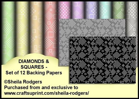 Diamonds and Squares - Set of 12 Backing Papers