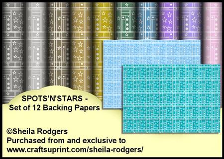 Spots 'n' Stars - Set of 12 Backing Papers