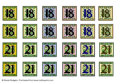 Age Toppers for Cards - 18 and 21 Set 2