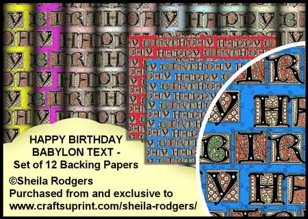 Happy Birthday Babylon Text - Set of 12 Backing Papers