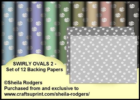 Swirly Ovals 2 - Set of 12 Backing Papers
