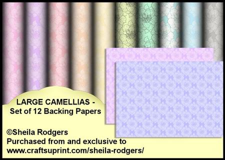 Large Camellias - Set of 12 Backing Papers